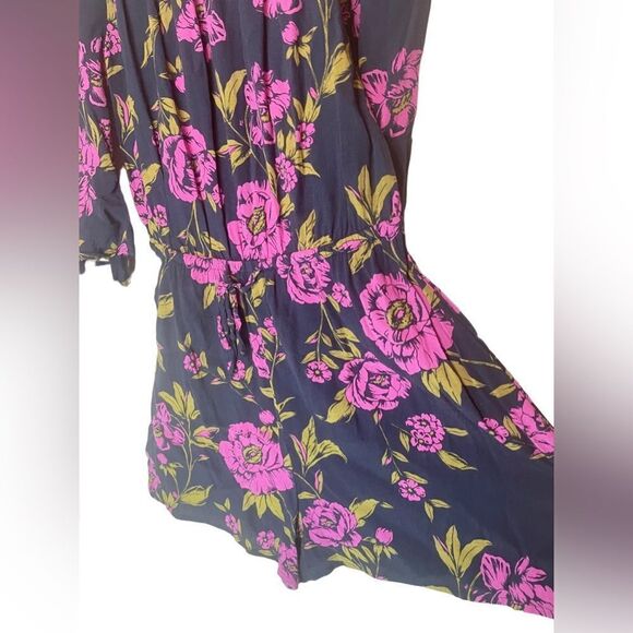 Express Off the Shoulder Floral Print Romper Flowy Ruffled Sleeves - Picture 3 of 7